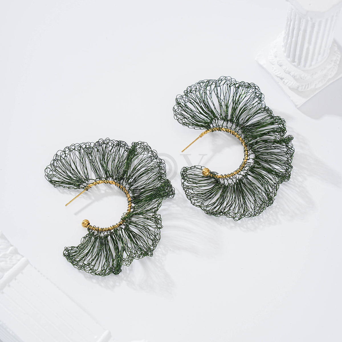Pendientes colores hilo cobre y aro acero
