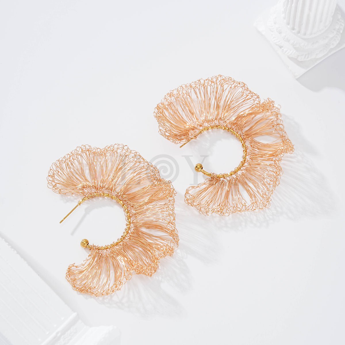 Pendientes colores hilo cobre y aro acero