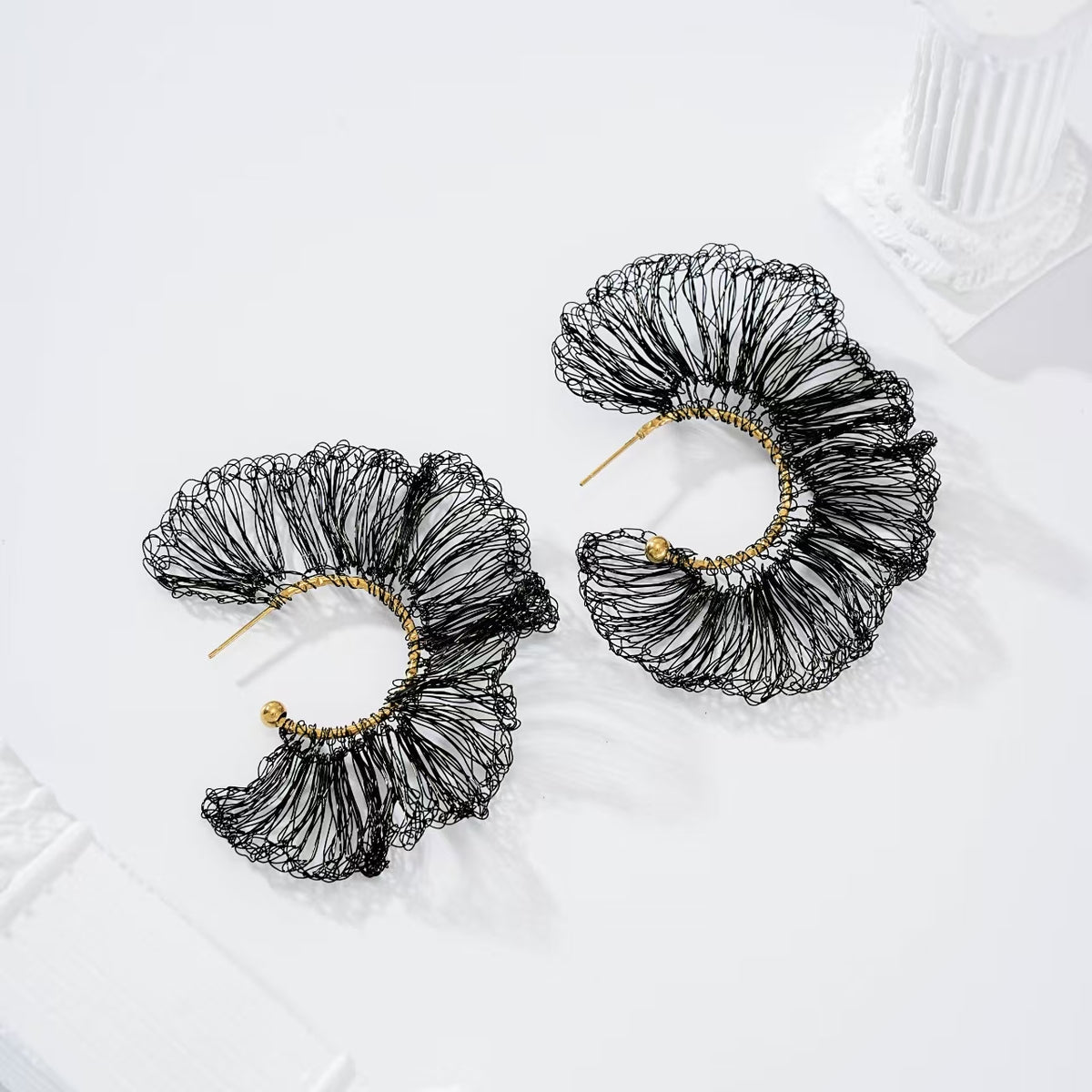 Pendientes colores hilo cobre y aro acero