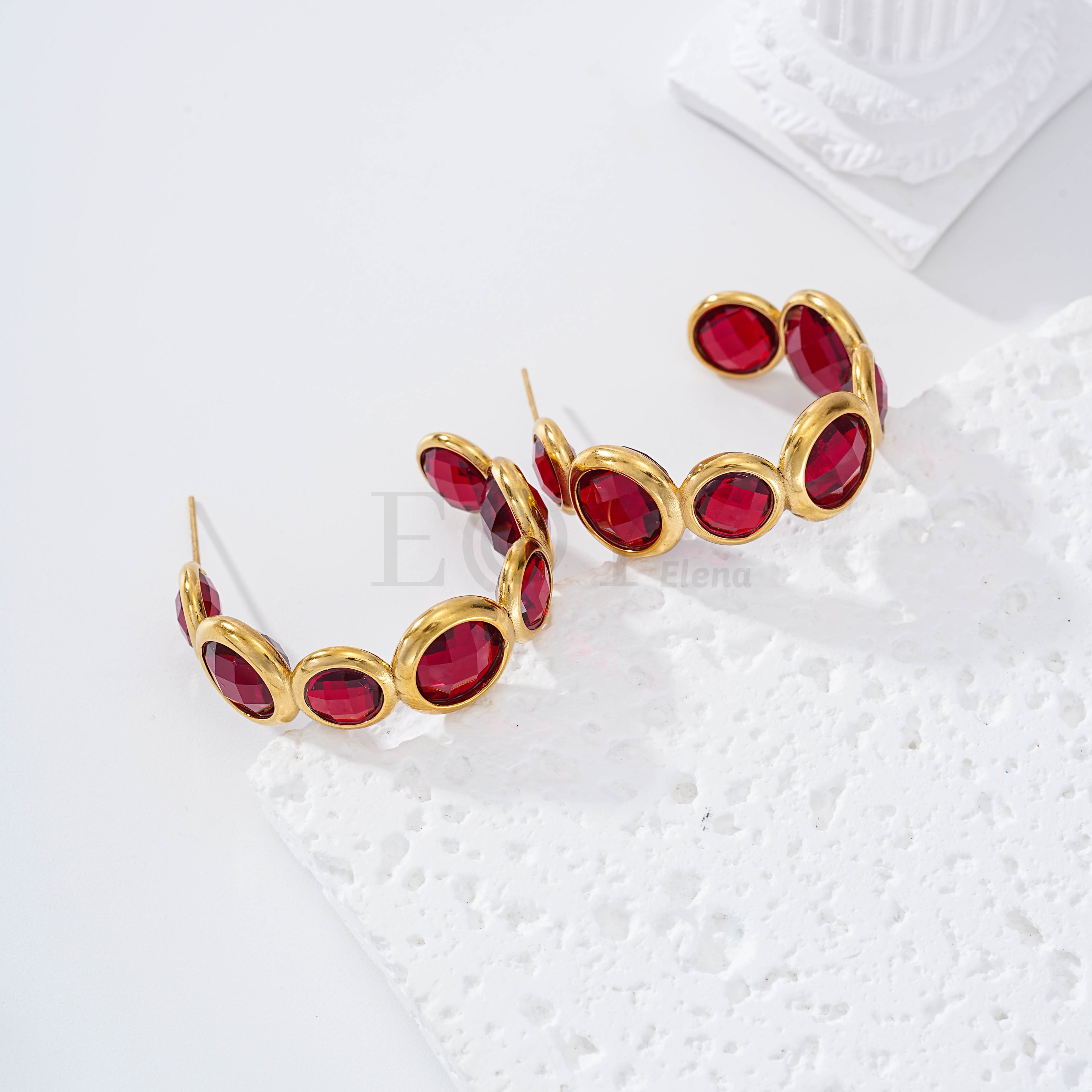 Pendientes aro con piedras colores