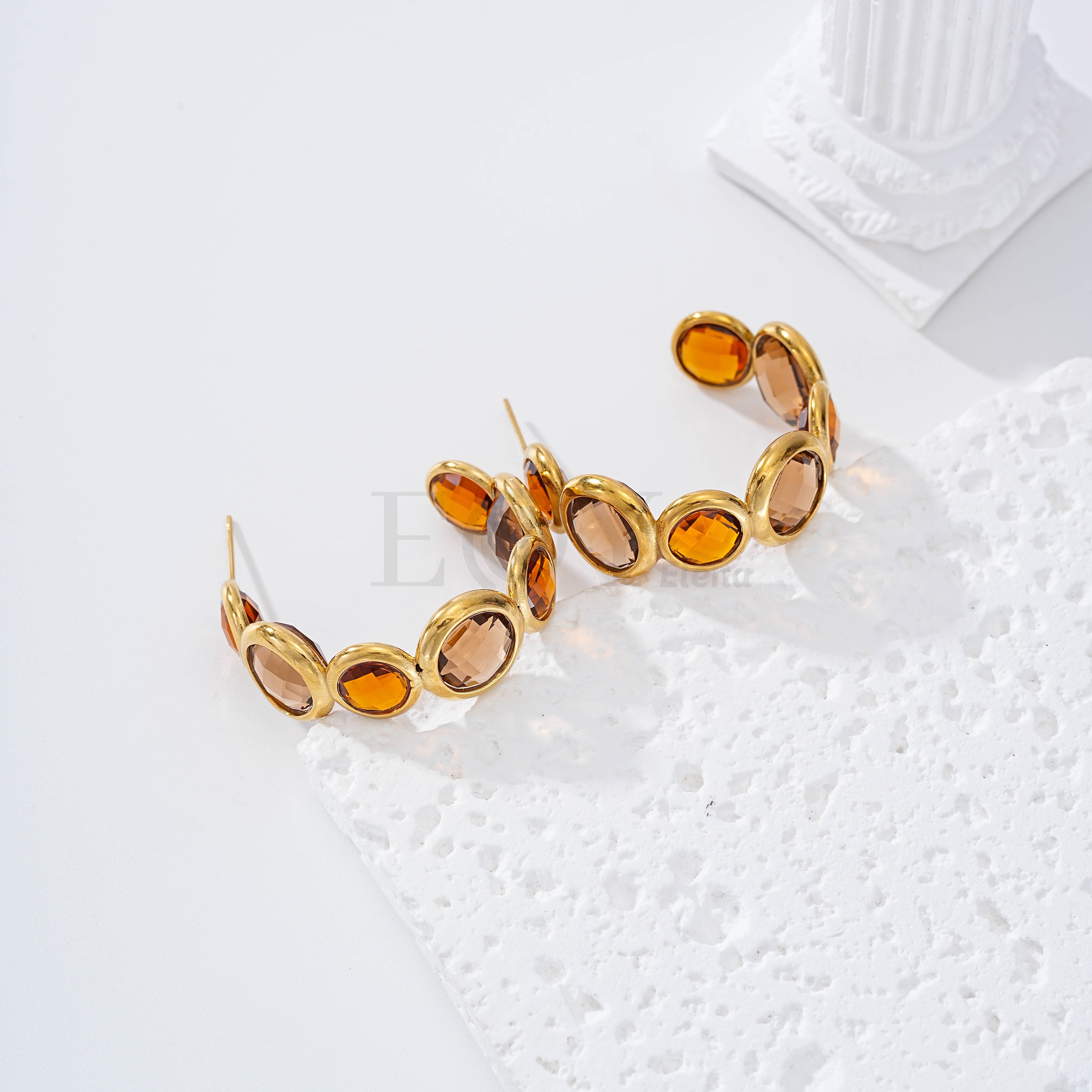 Pendientes aro con piedras colores