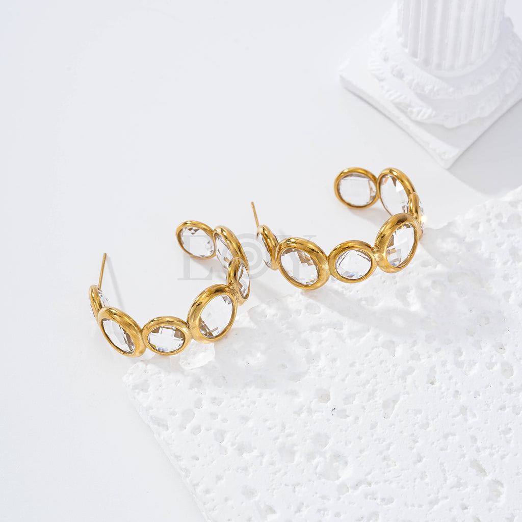 Pendientes aro con piedras colores