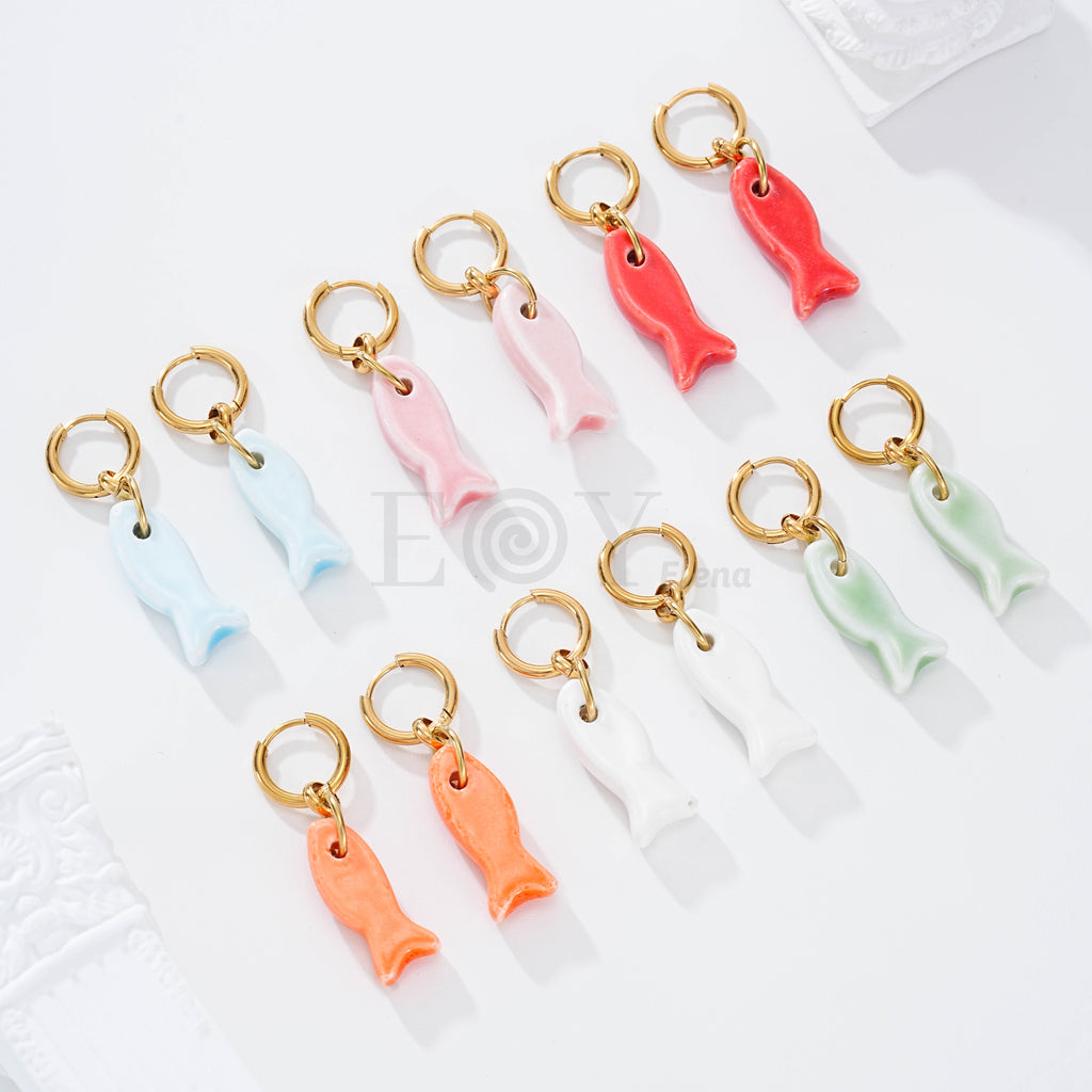 Pendientes aro pez color