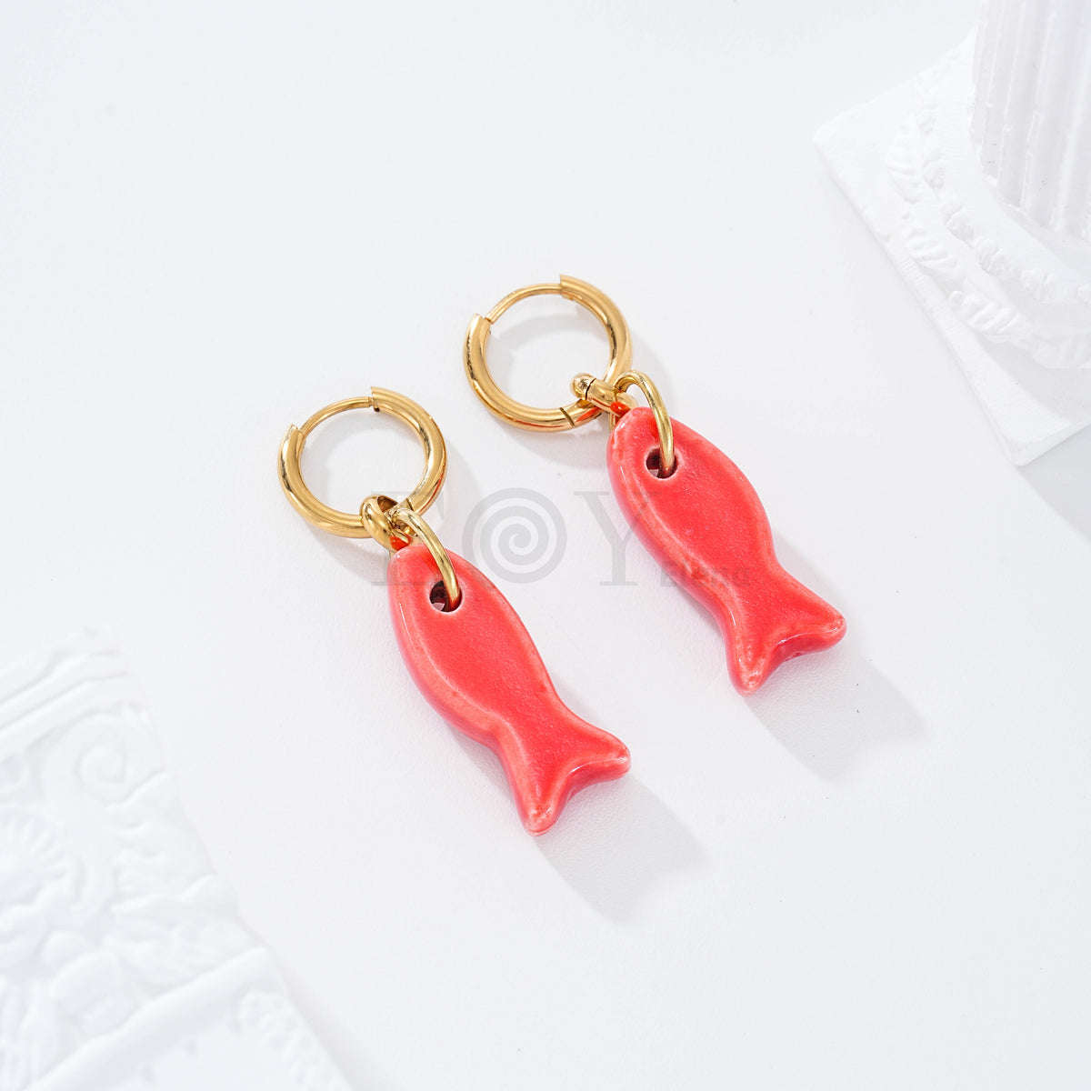 Pendientes aro pez color