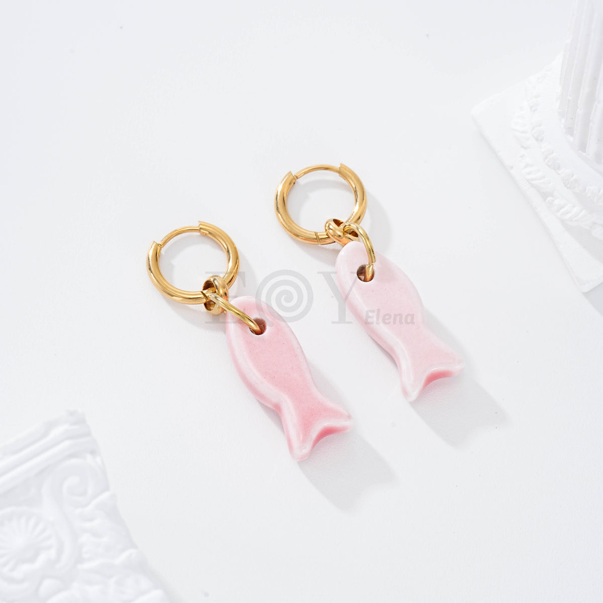 Pendientes aro pez color