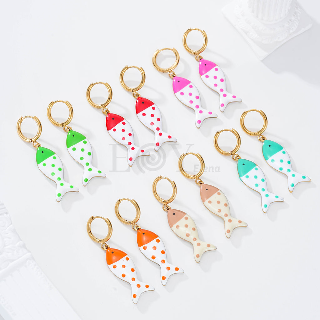 Pendientes aro con pez color