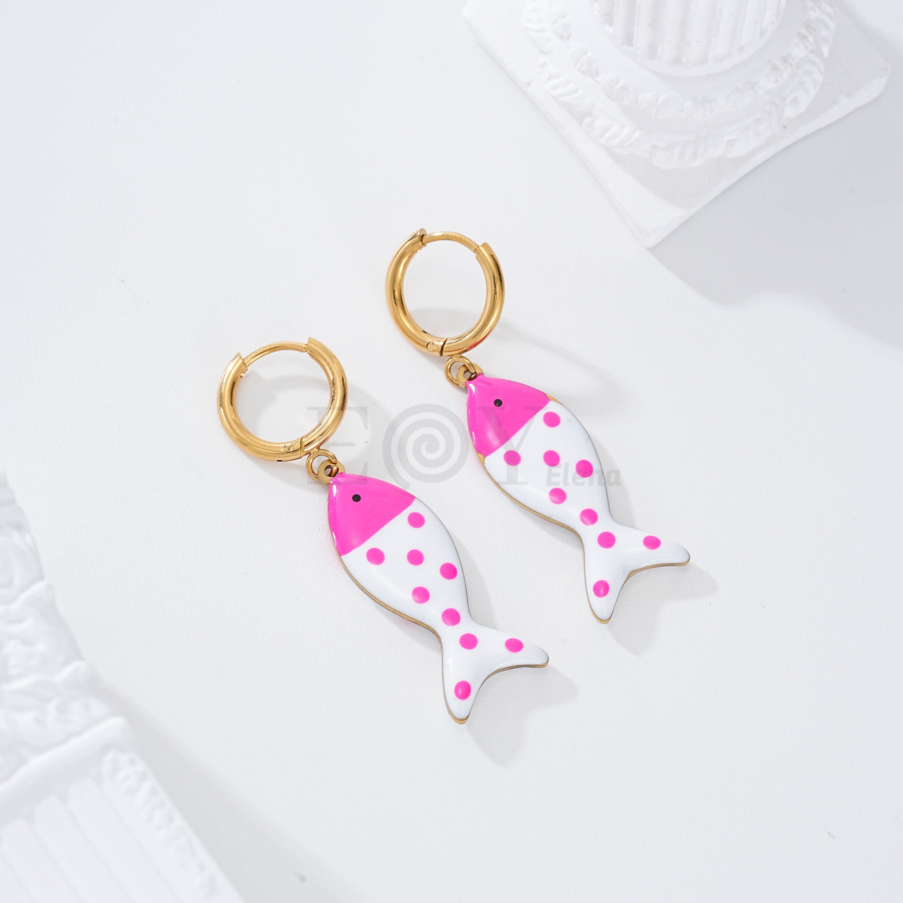 Pendientes aro con pez color