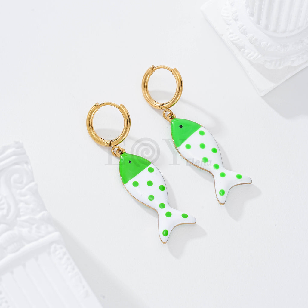 Pendientes aro con pez color