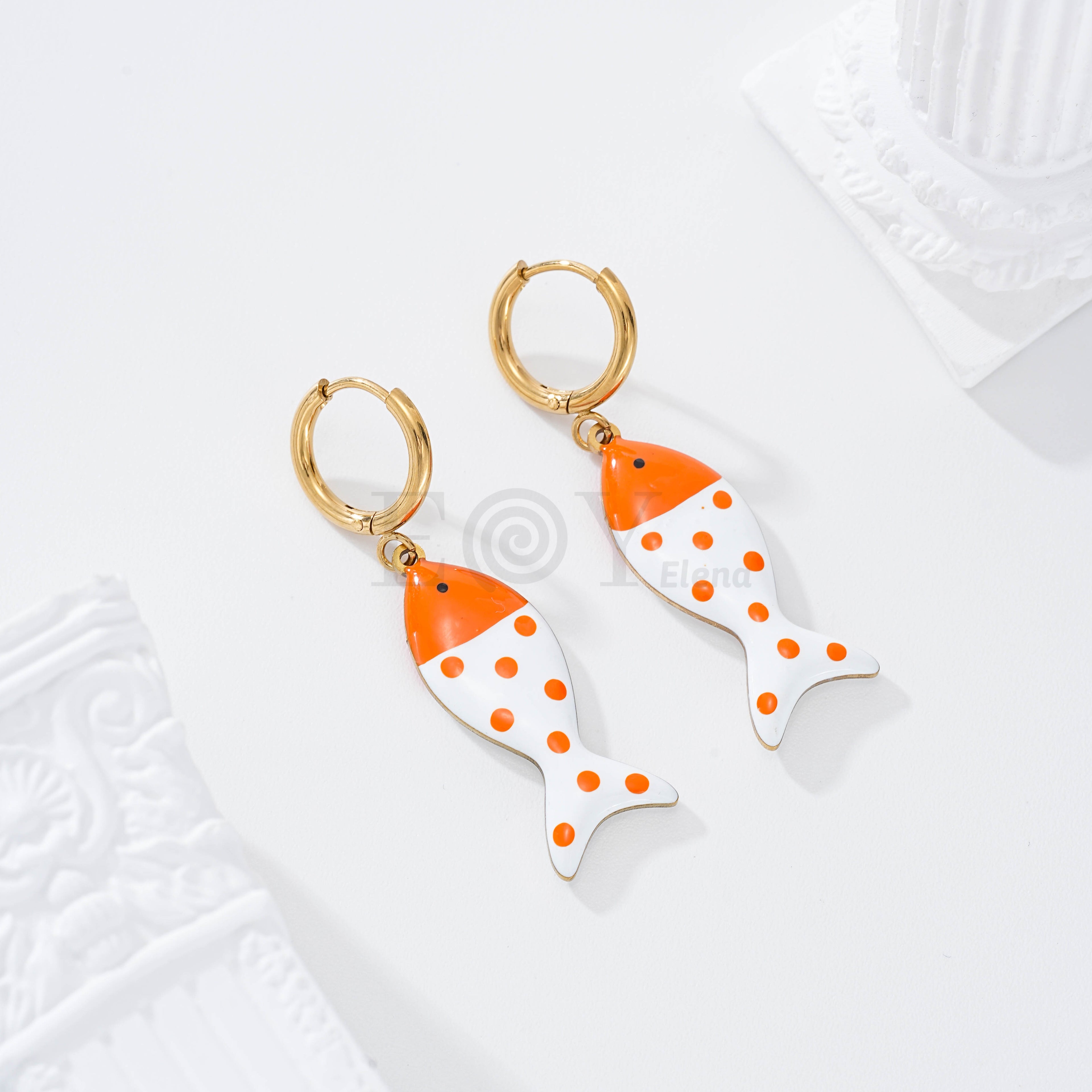 Pendientes aro con pez color