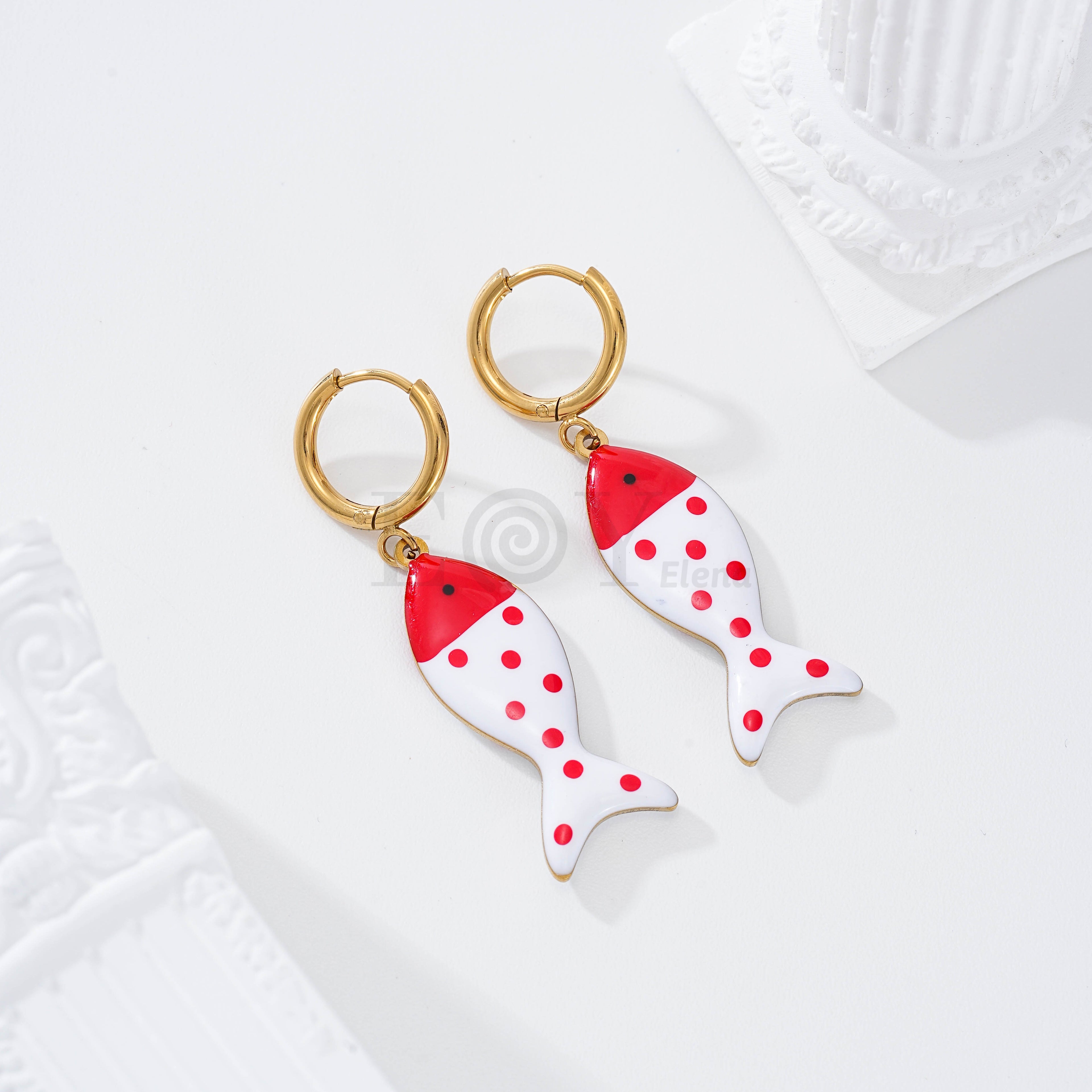 Pendientes aro con pez color