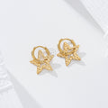 Pendientes aro con estrella textura