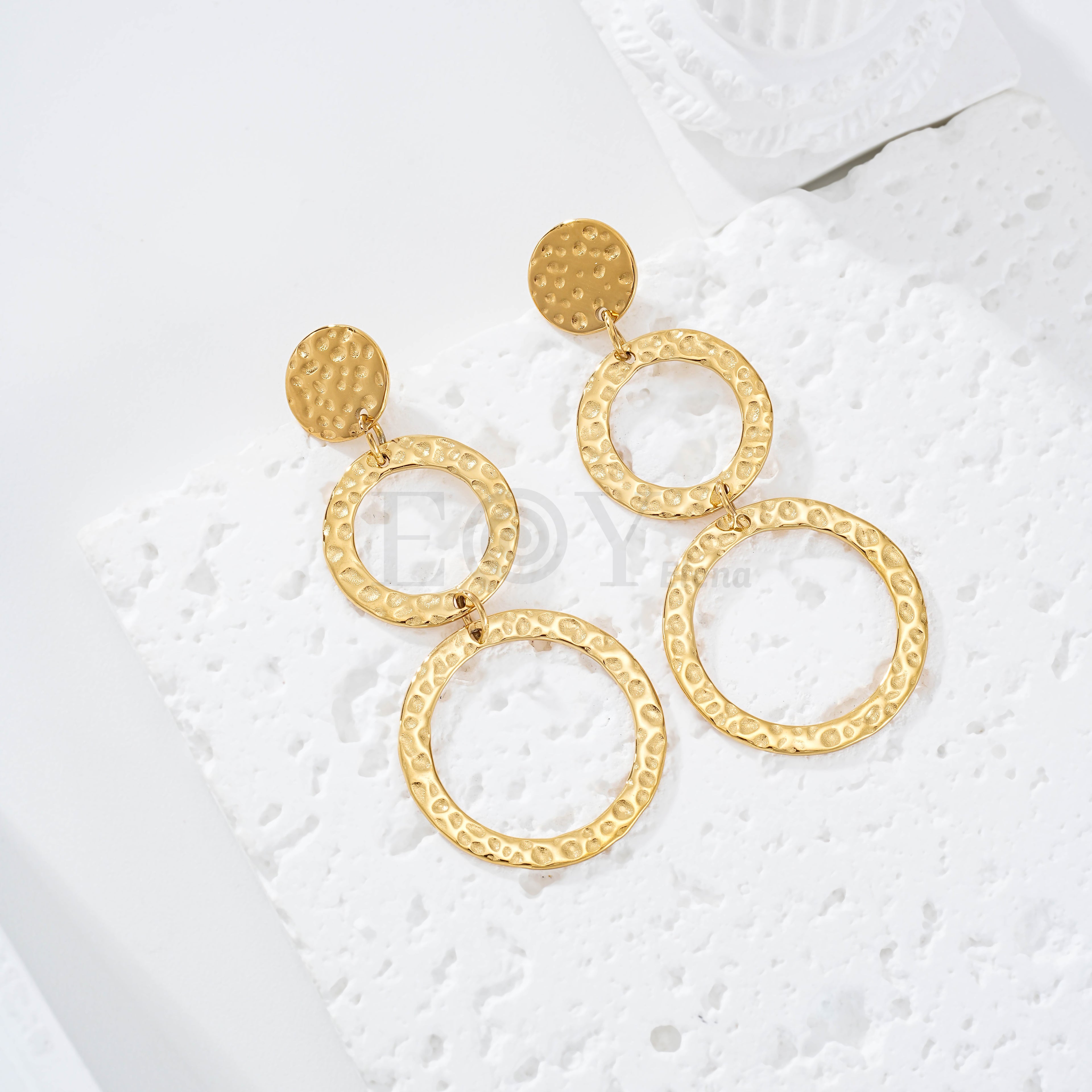 Pendientes triple aro textura