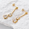 Long earrings with double square zirconia