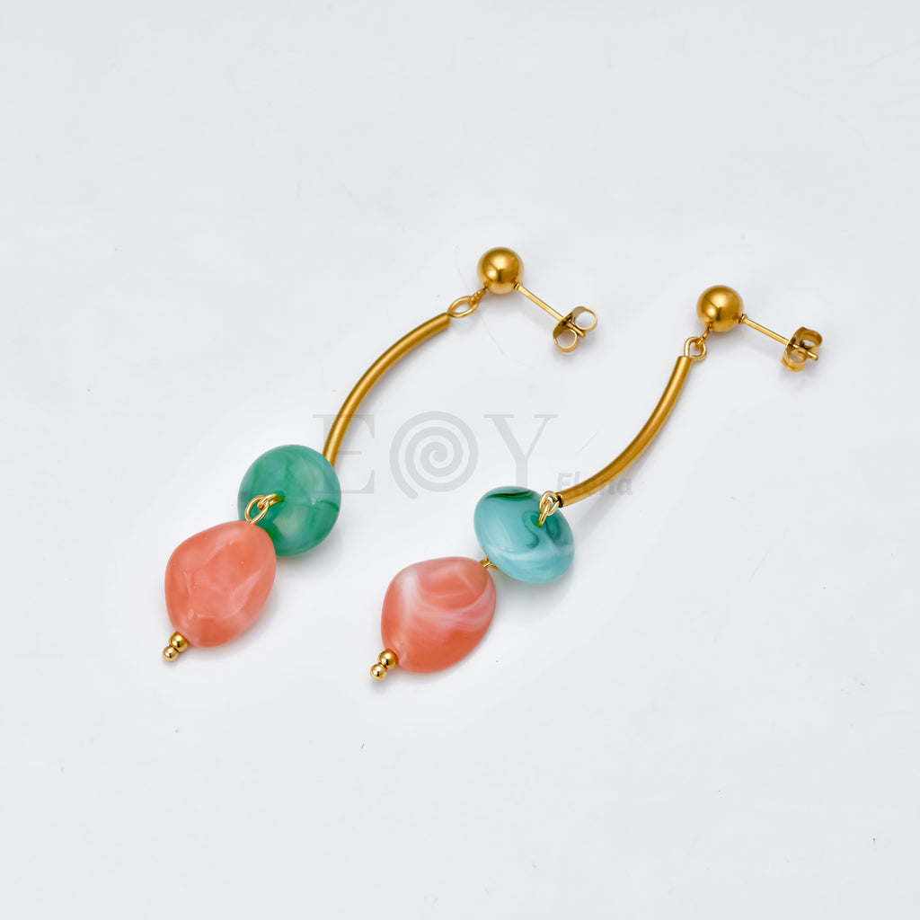 Pendientes con doble piedra bicolor