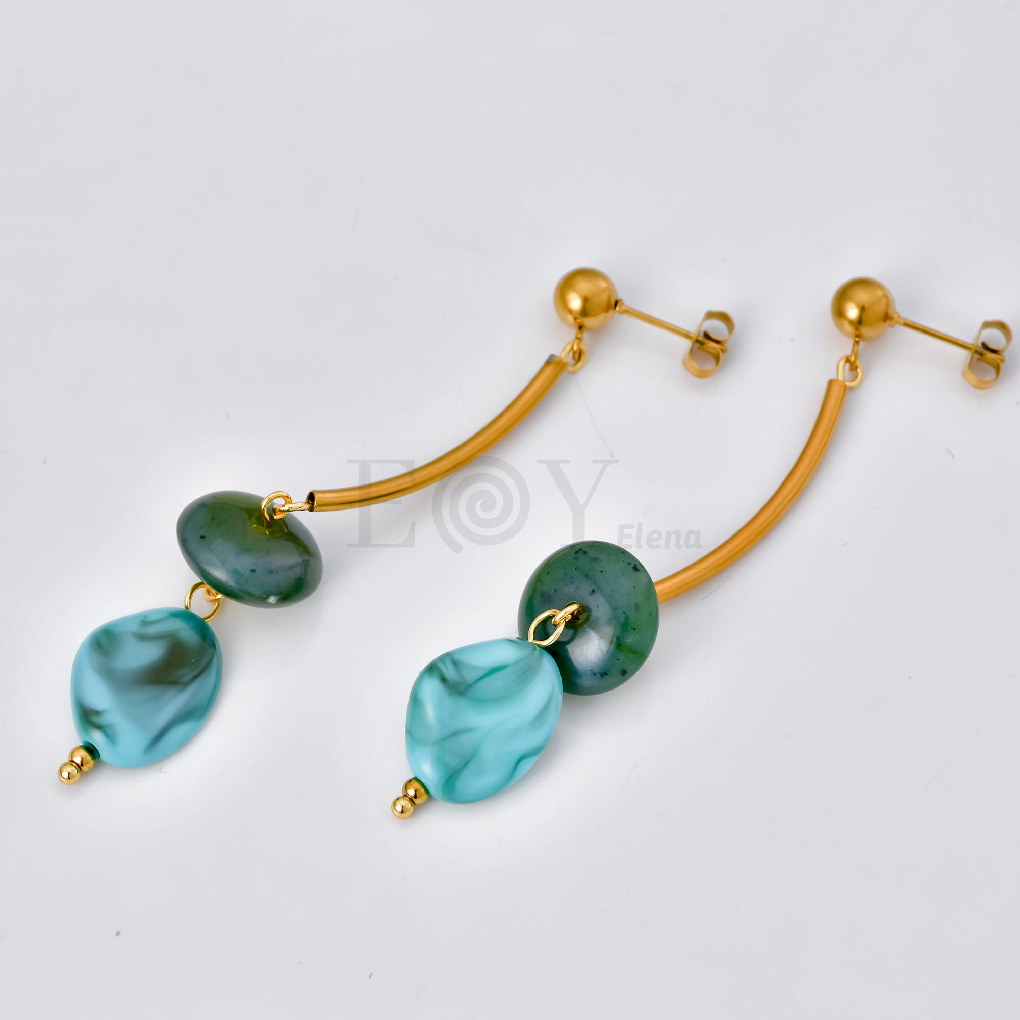 Pendientes con doble piedra bicolor