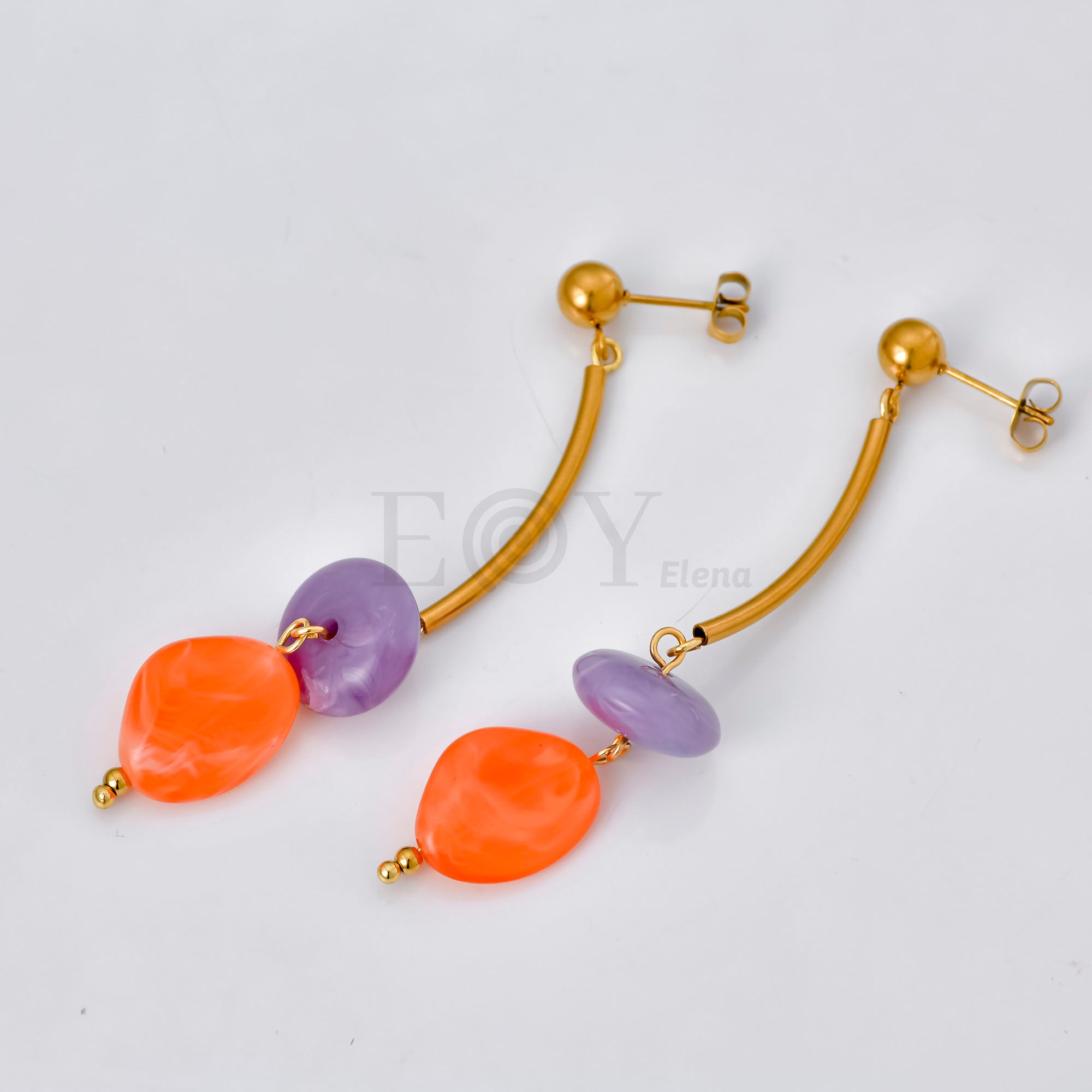 Pendientes con doble piedra bicolor