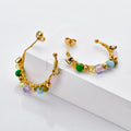 Pendientes aro con piedras colores