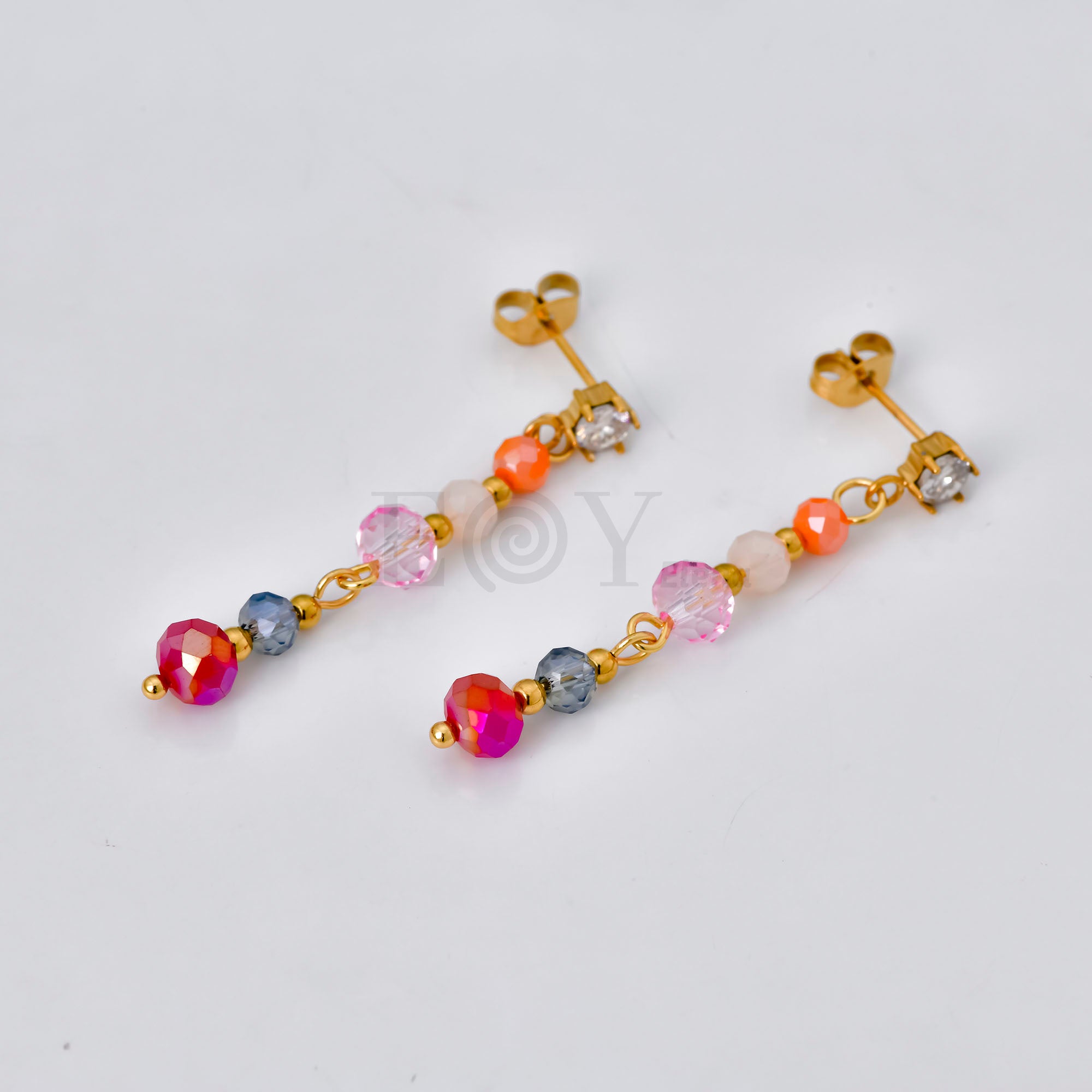 Pendientes con piedras colores colgantes