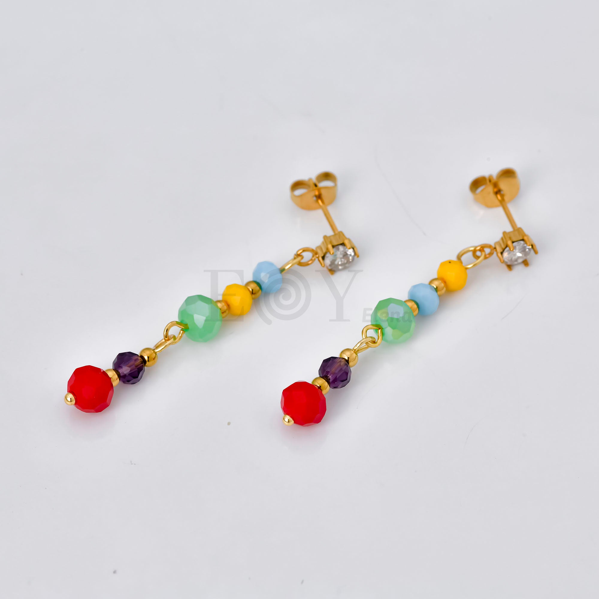 Pendientes con piedras colores colgantes