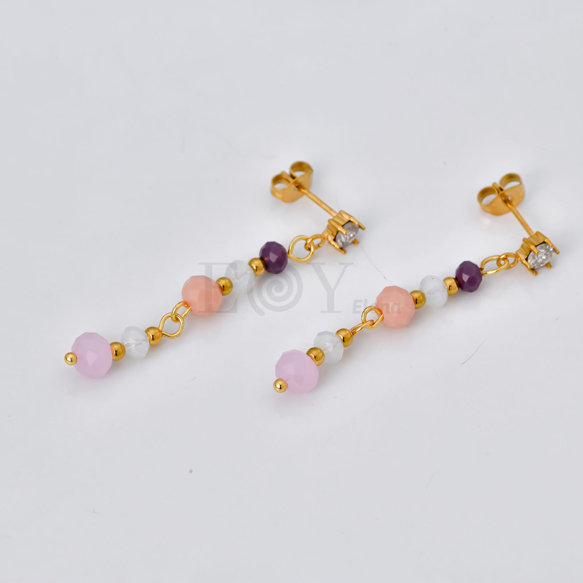 Pendientes con piedras colores colgantes