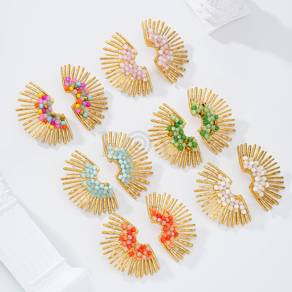 Pendientes medio sol con piedras colores