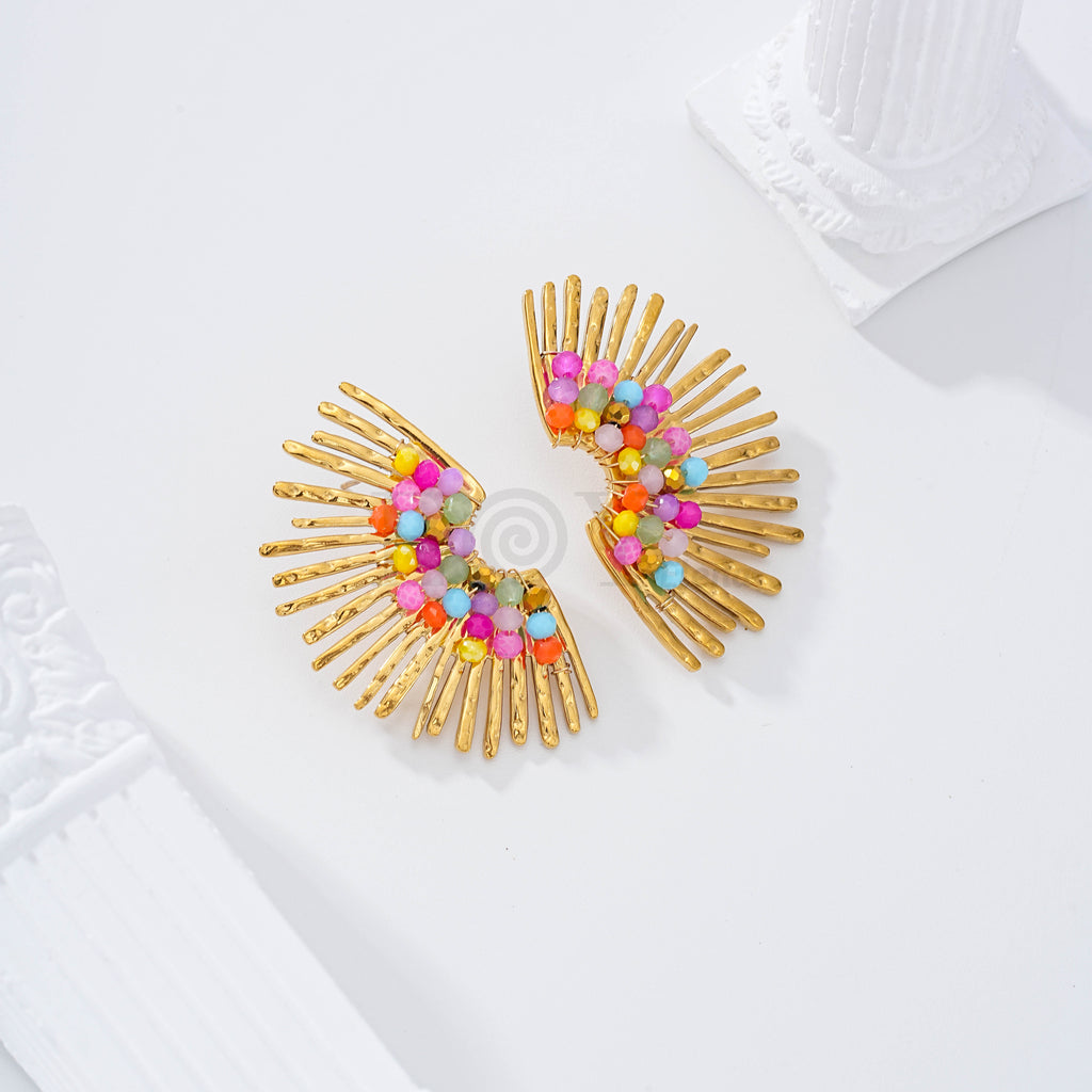Pendientes medio sol con piedras colores