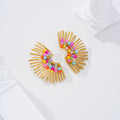 Pendientes medio sol con piedras colores