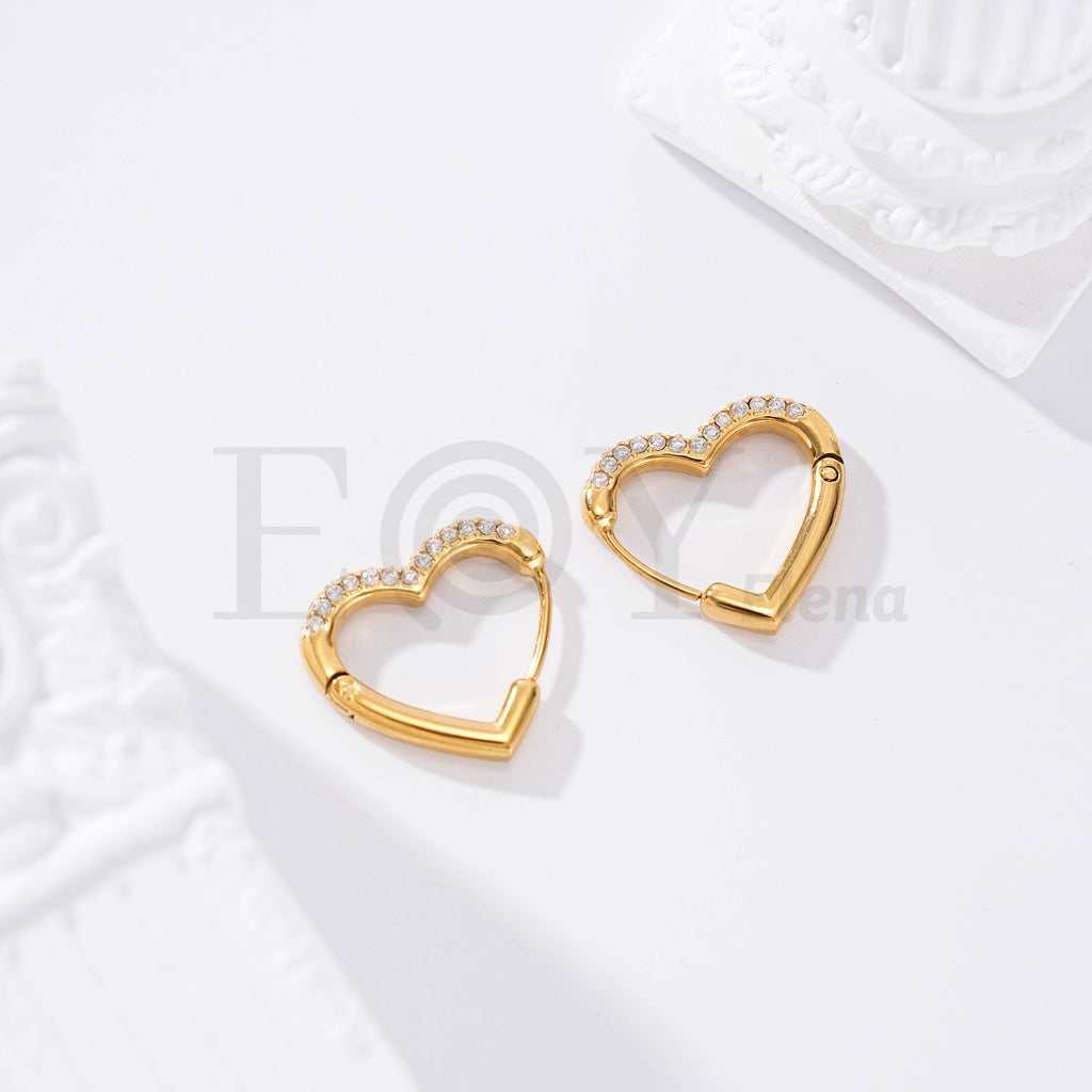 Pendientes de corazón con circonitas de acero
