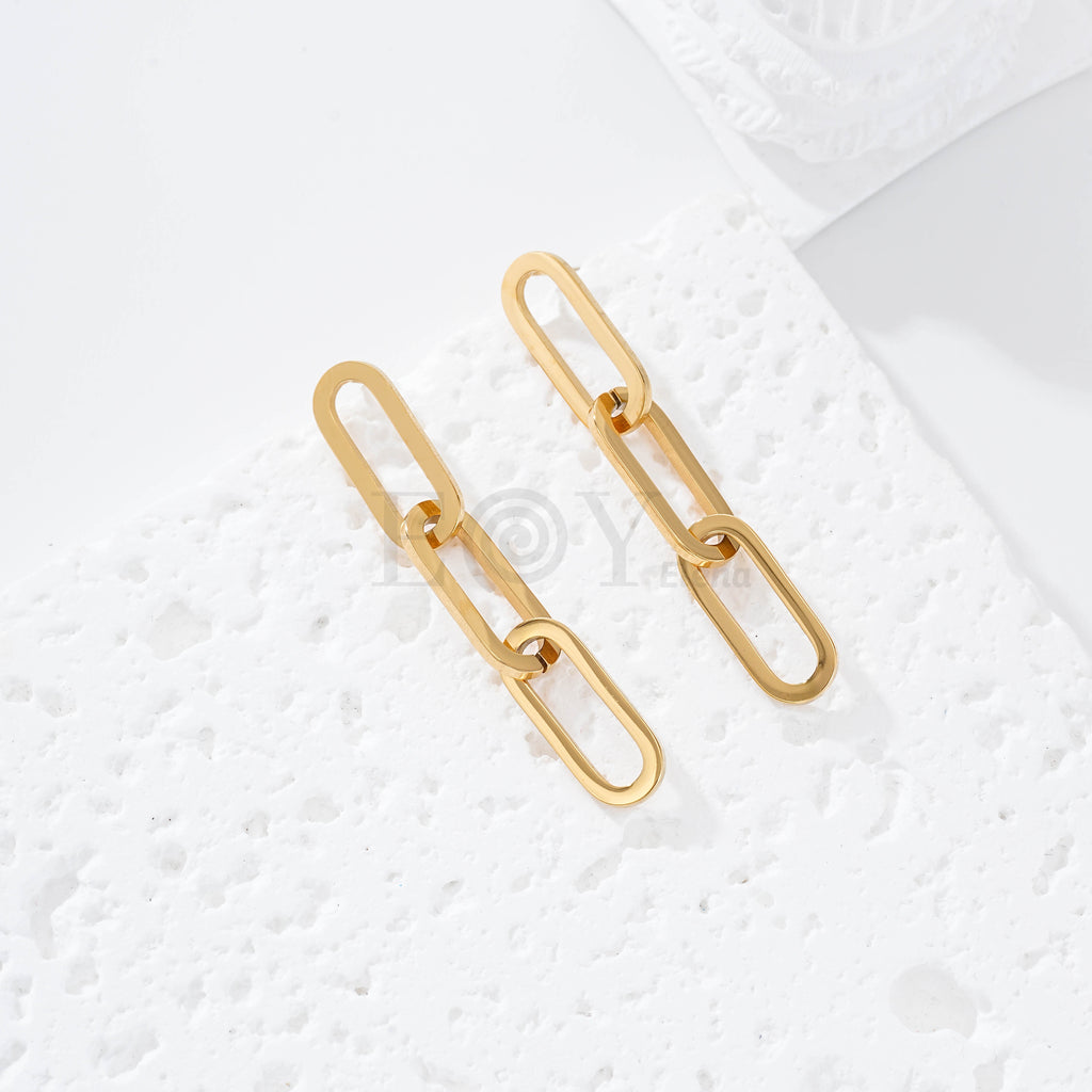 Pendientes triple aro cuadrado acero