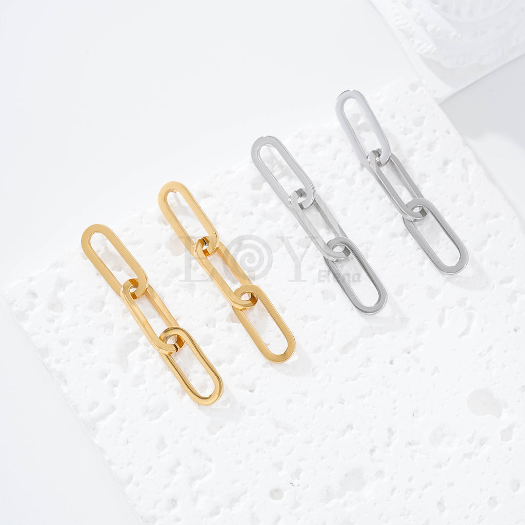 Pendientes triple aro cuadrado acero