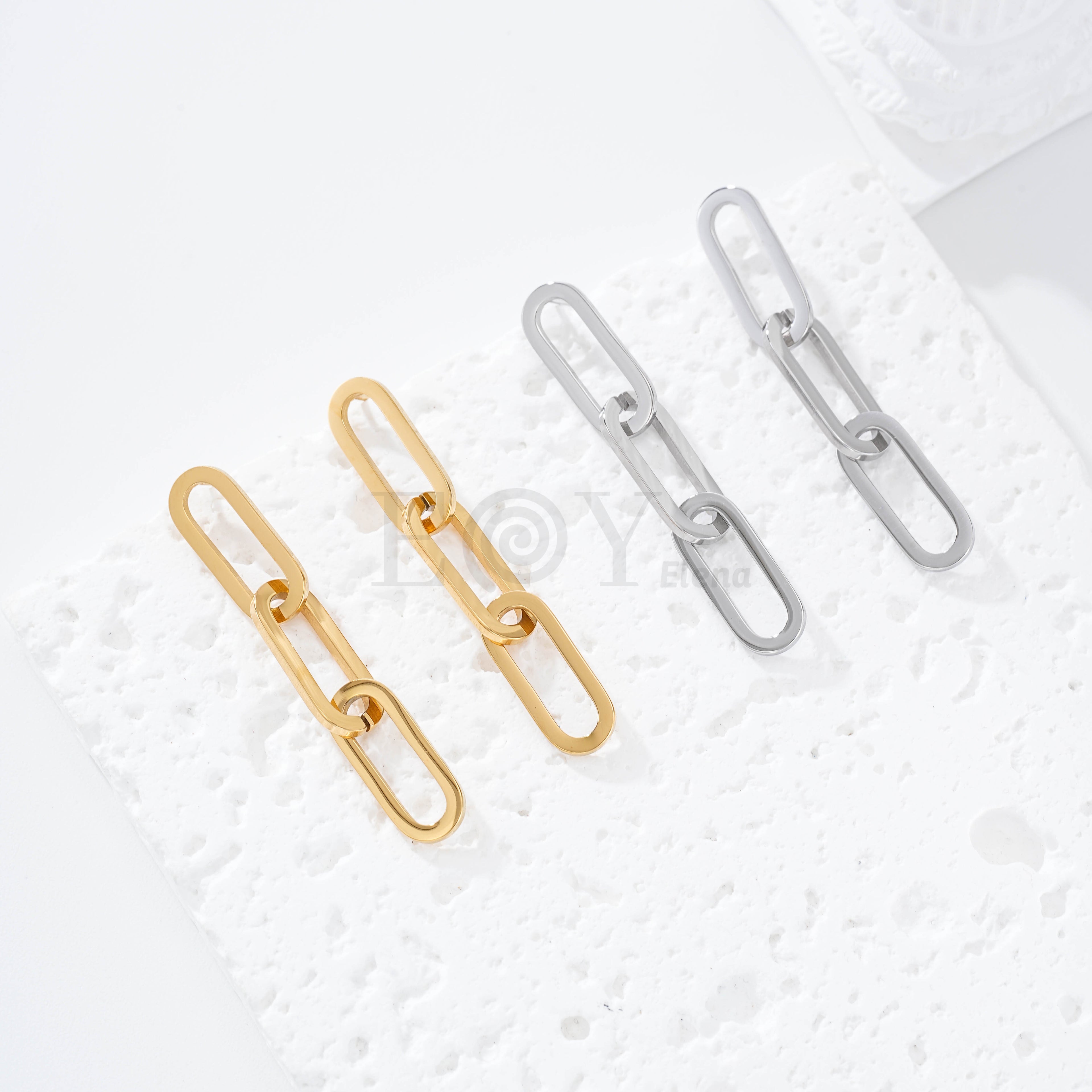 Pendientes triple aro cuadrado acero