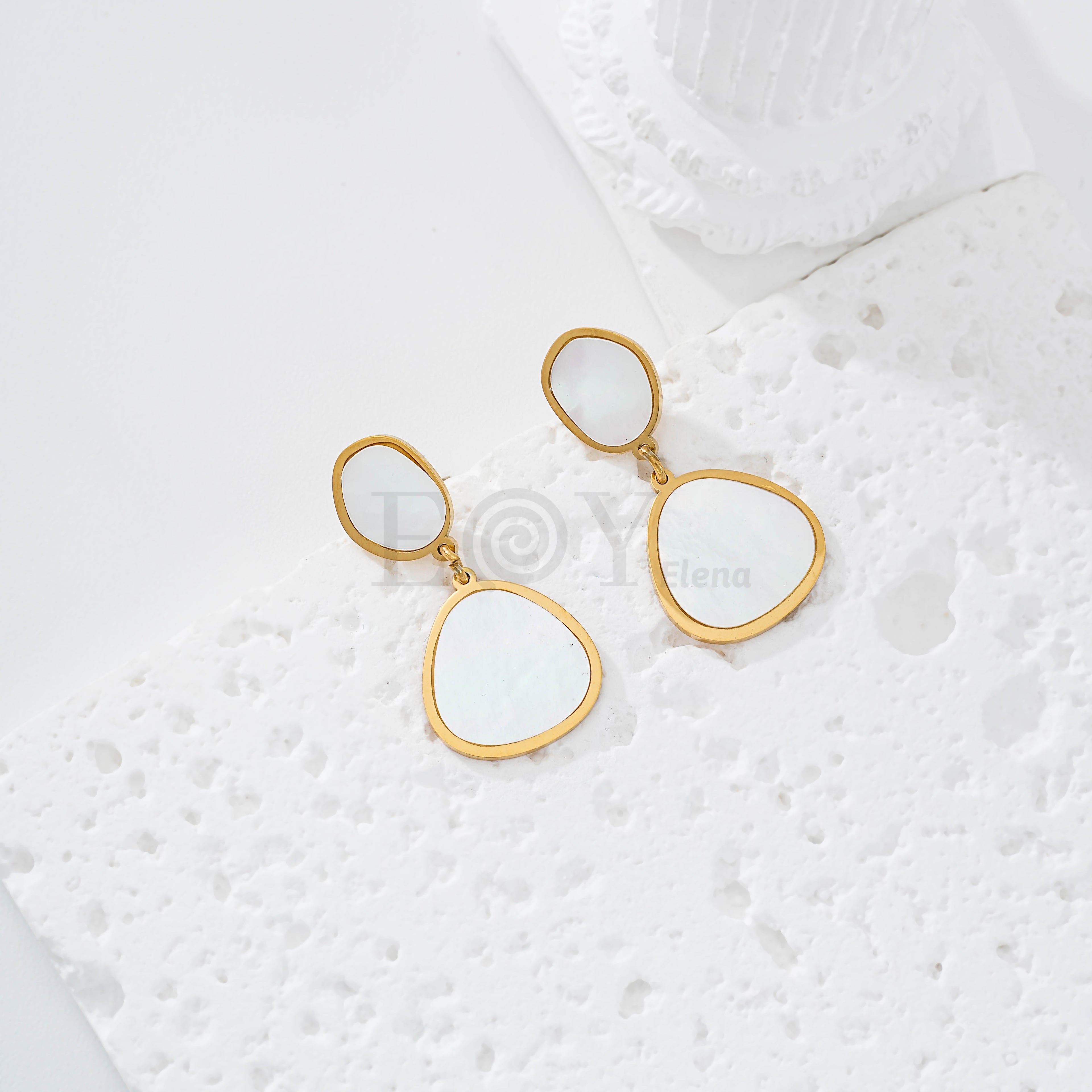 Pendientes con doble chapa nacar acero