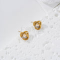 Pendientes nudo con circonitas acero