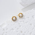 Pendientes circulares circonita acero