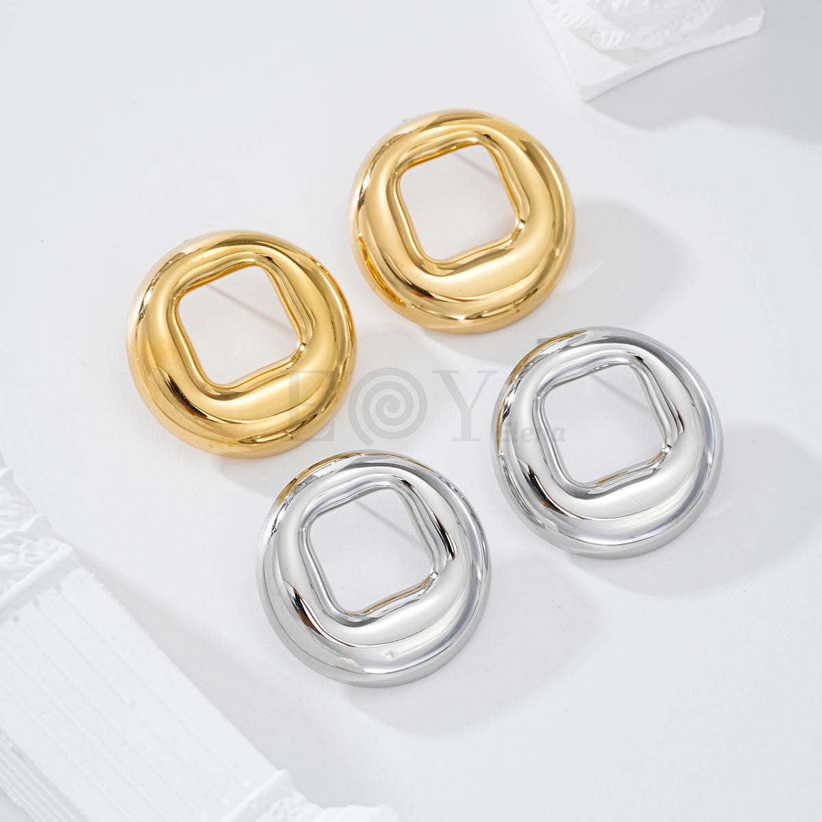 Pendientes redondo hueco acero