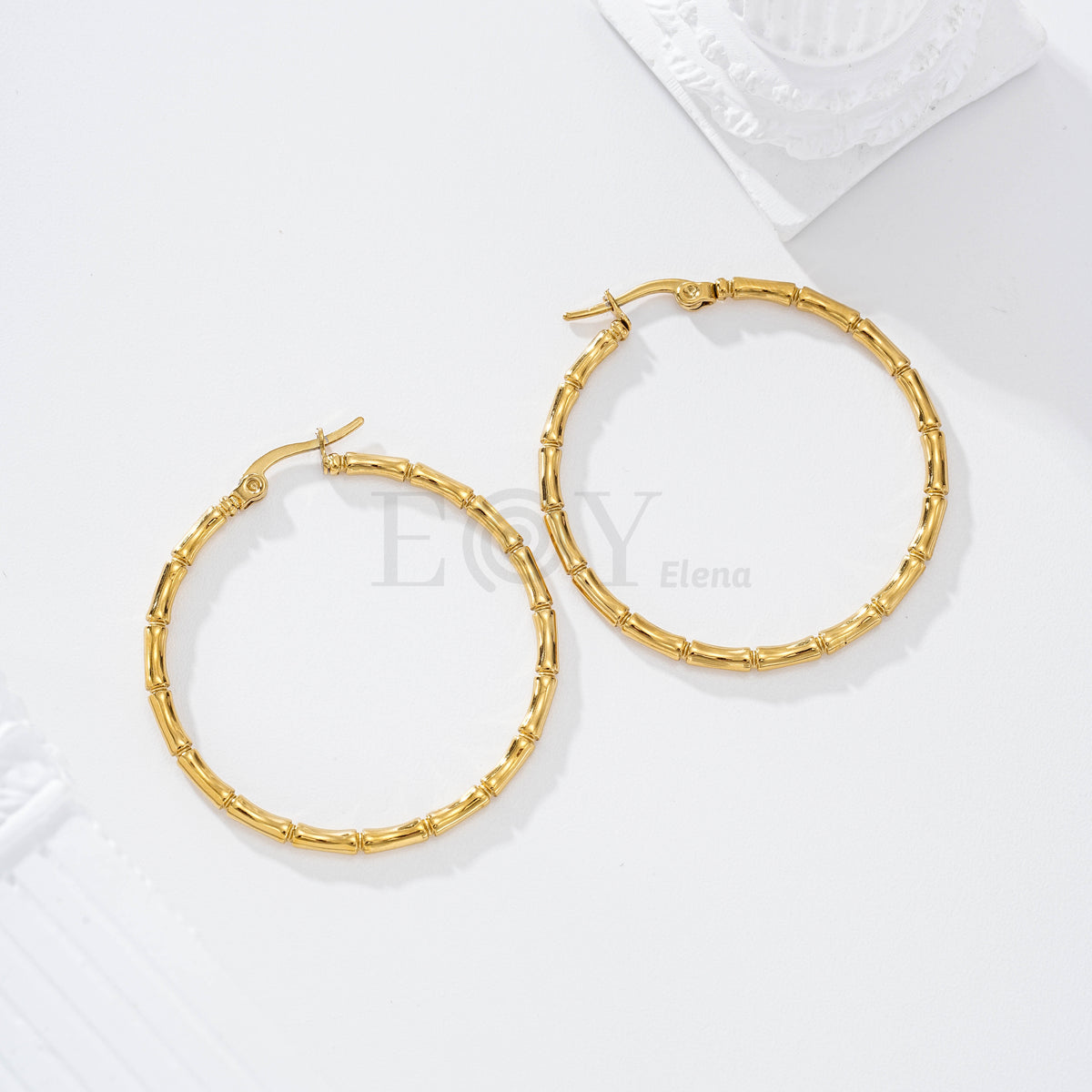 Aros con relieve efecto bambú acero