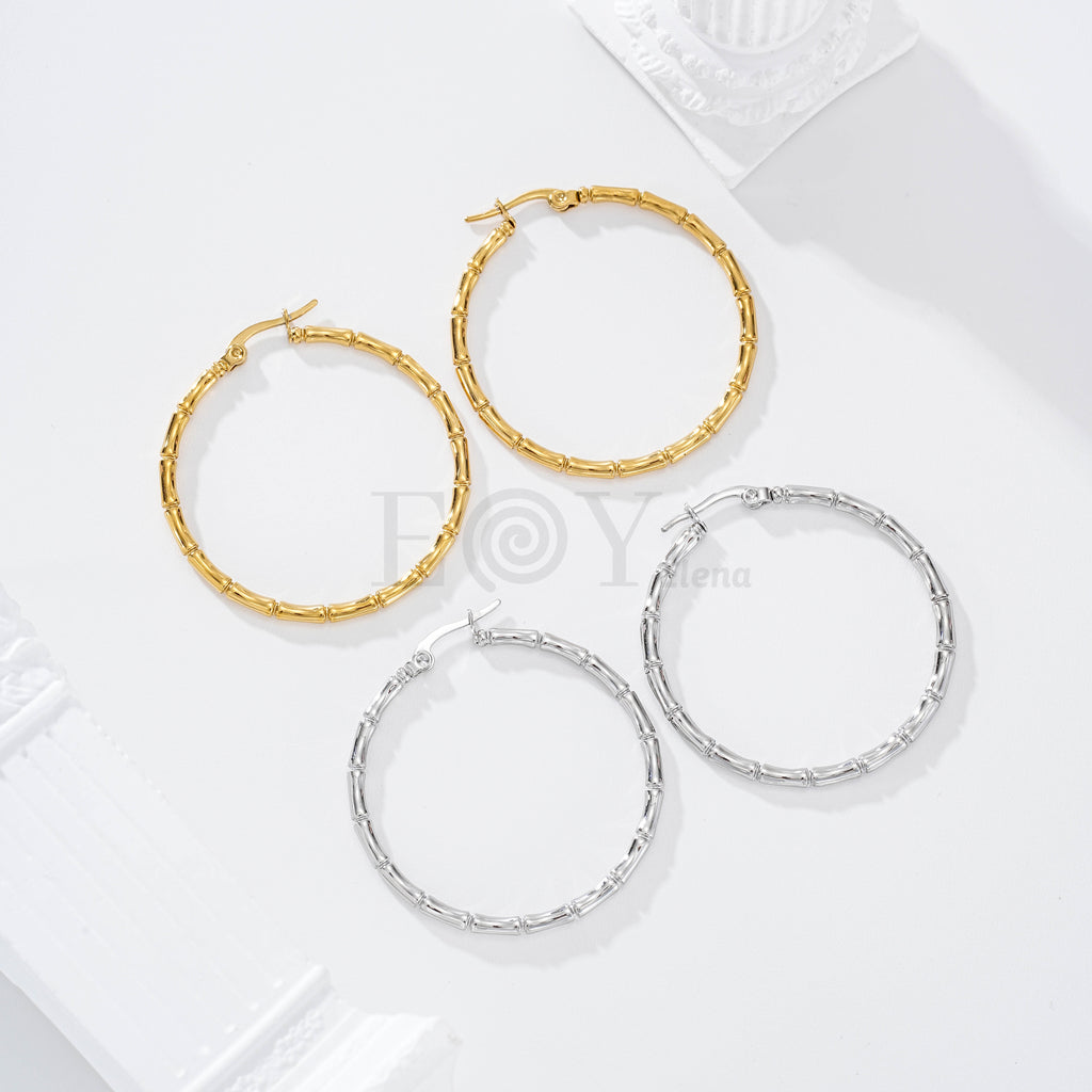 Aros con relieve efecto bambú acero