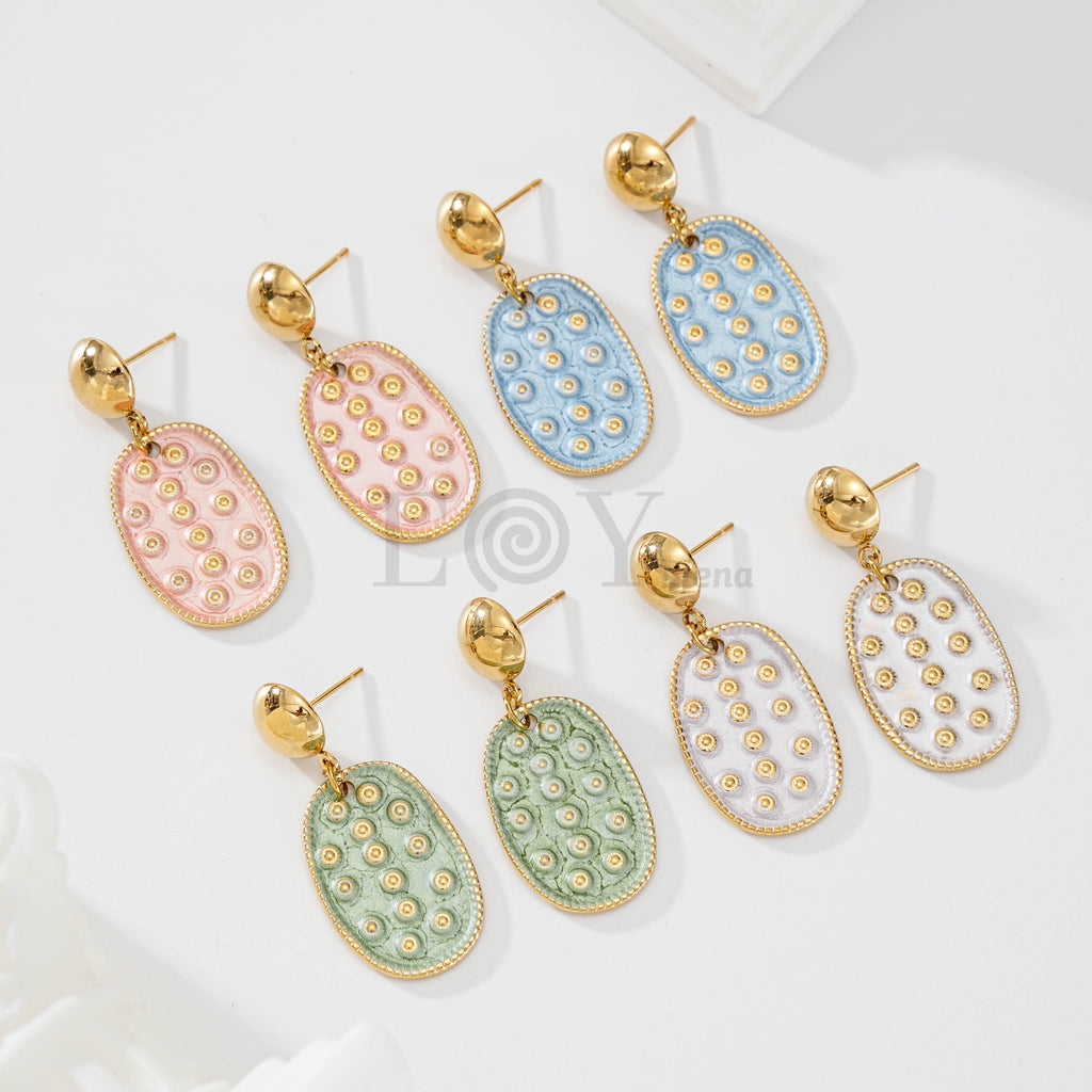 Pendientes con óvalo color