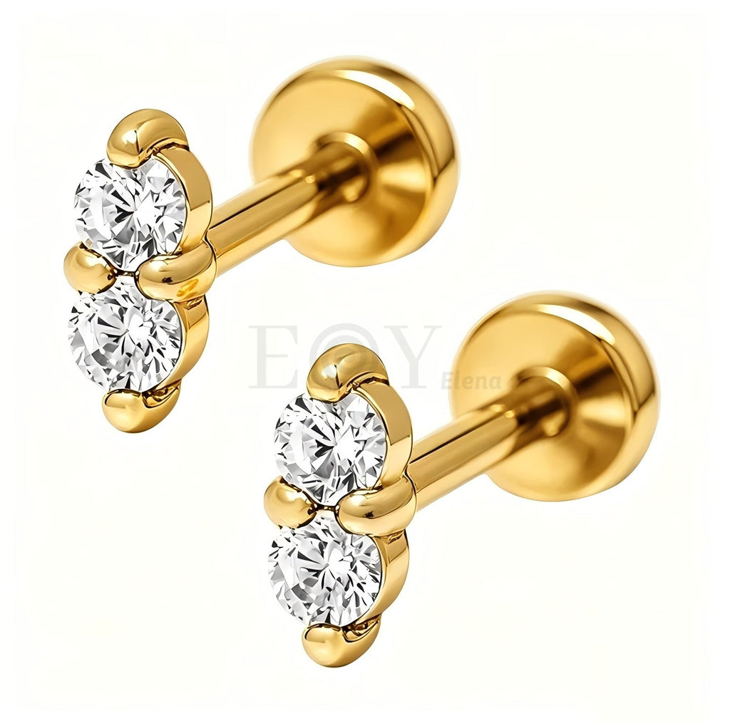 Pendientes titanio doble circonita