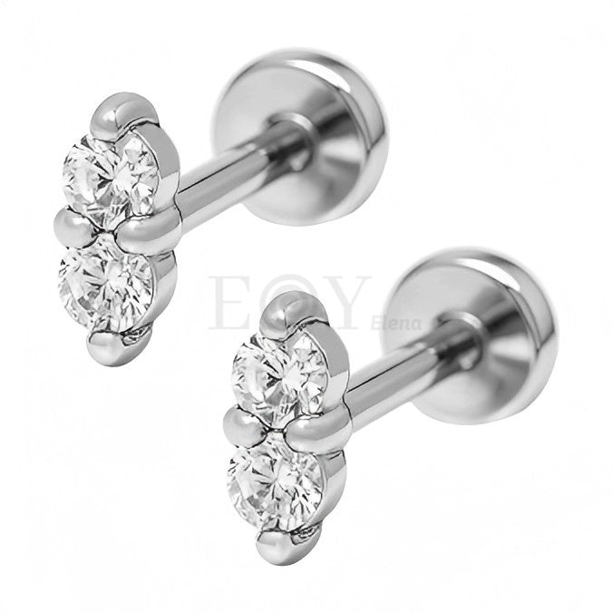 Pendientes titanio doble circonita