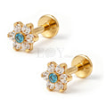 Pendientes titanio flor con circonita turquesa