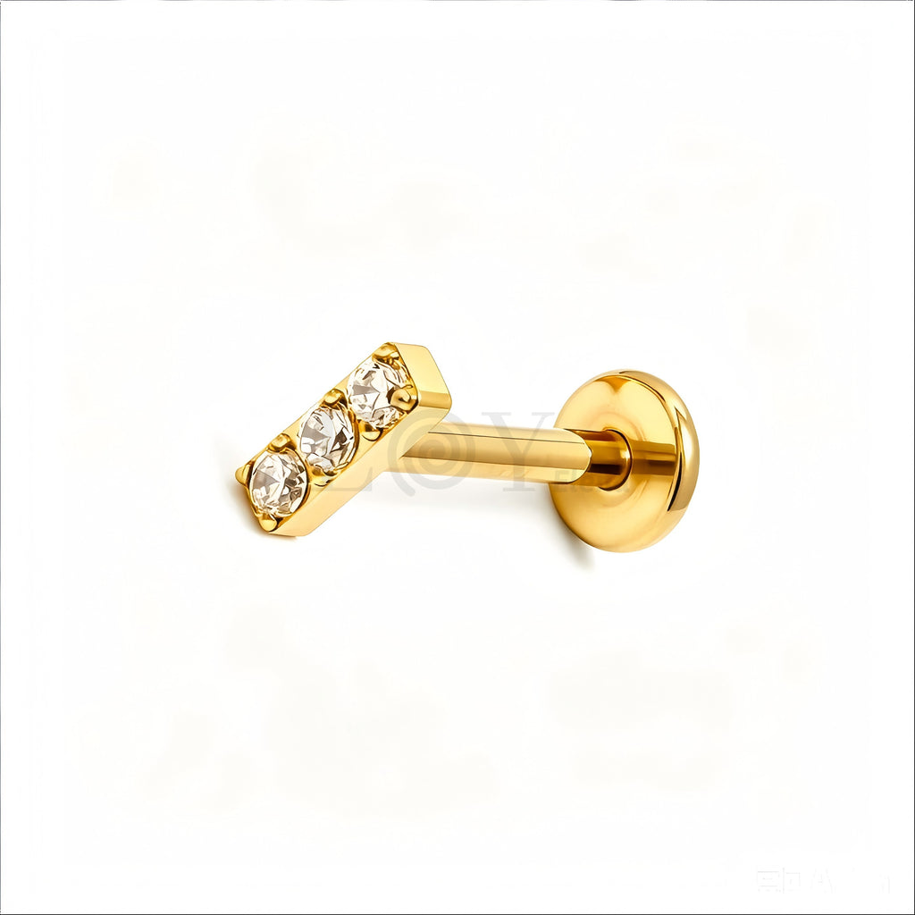 Pendientes titanio barra triple circonita