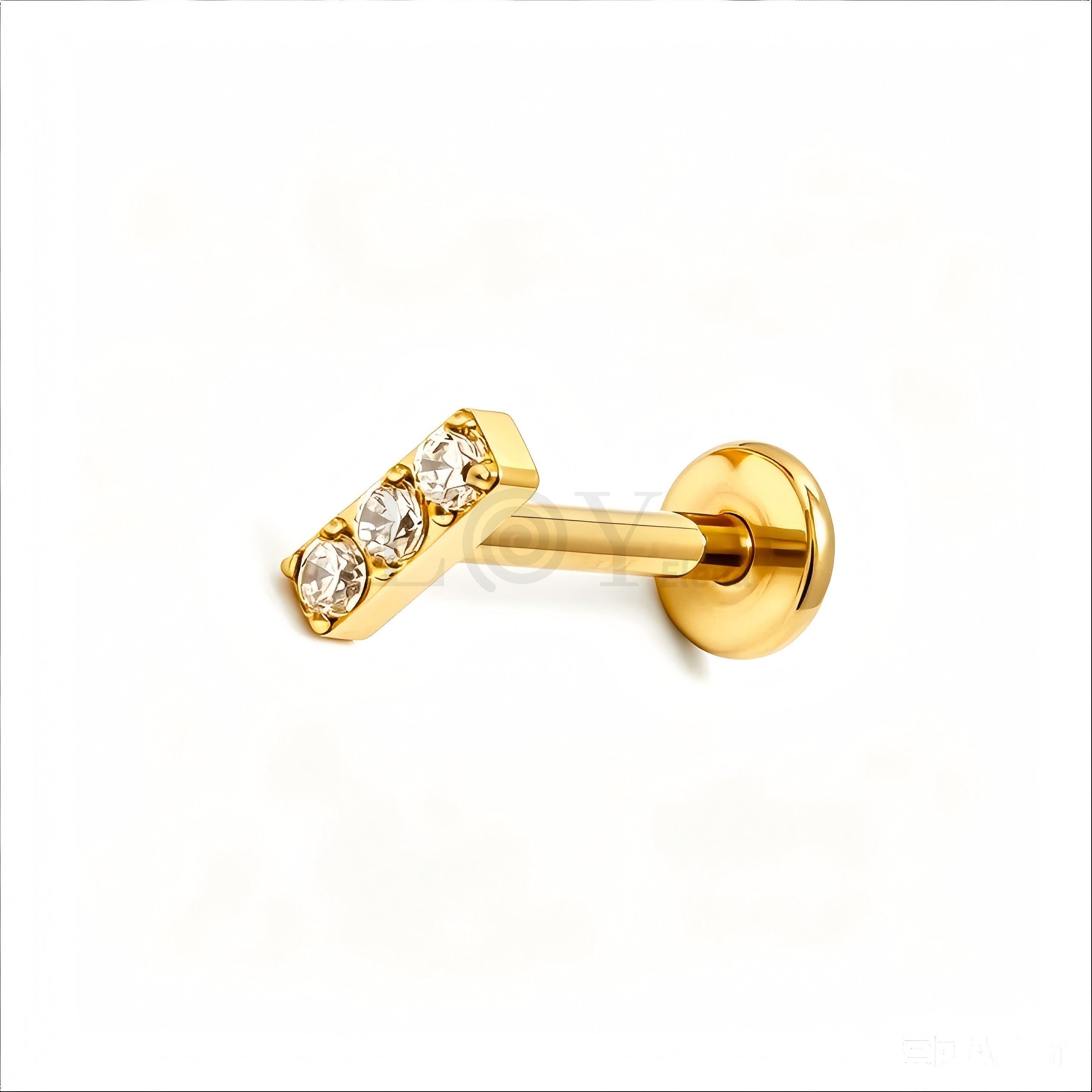 Pendientes titanio barra triple circonita