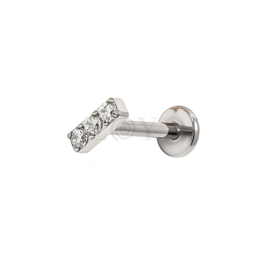 Pendientes titanio barra triple circonita