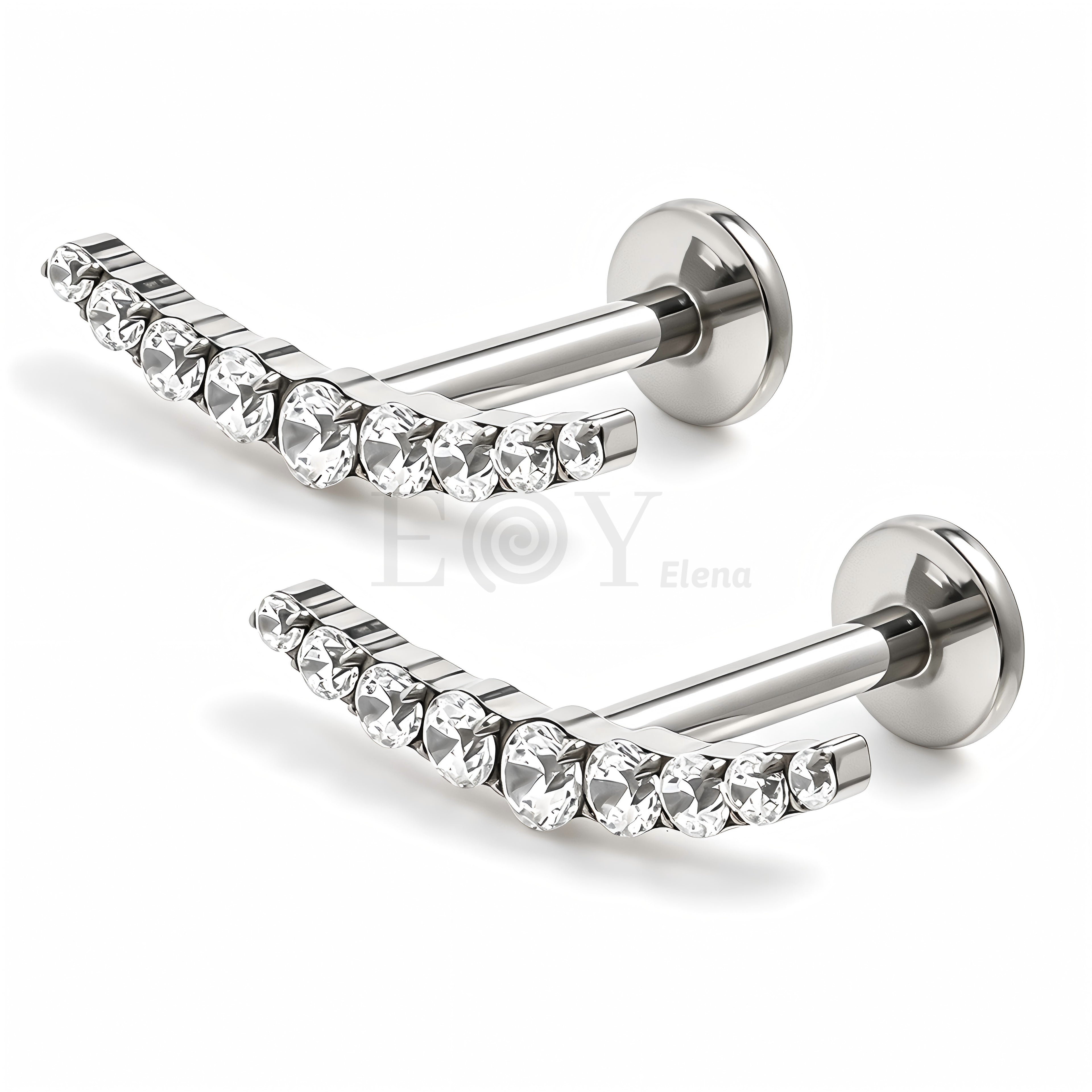 Pendientes titanio barra circonitas