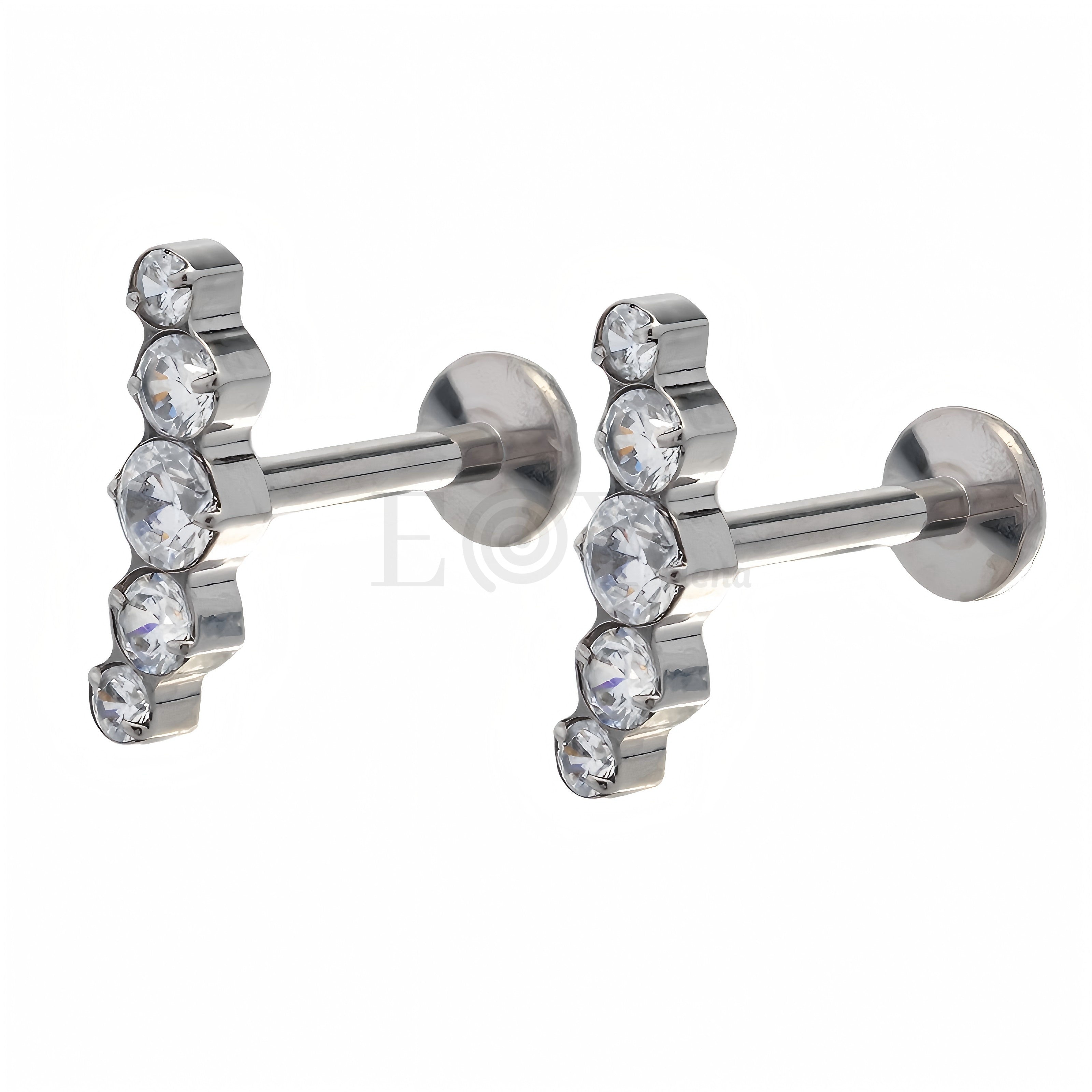 Pendientes titanio cinco circonitas
