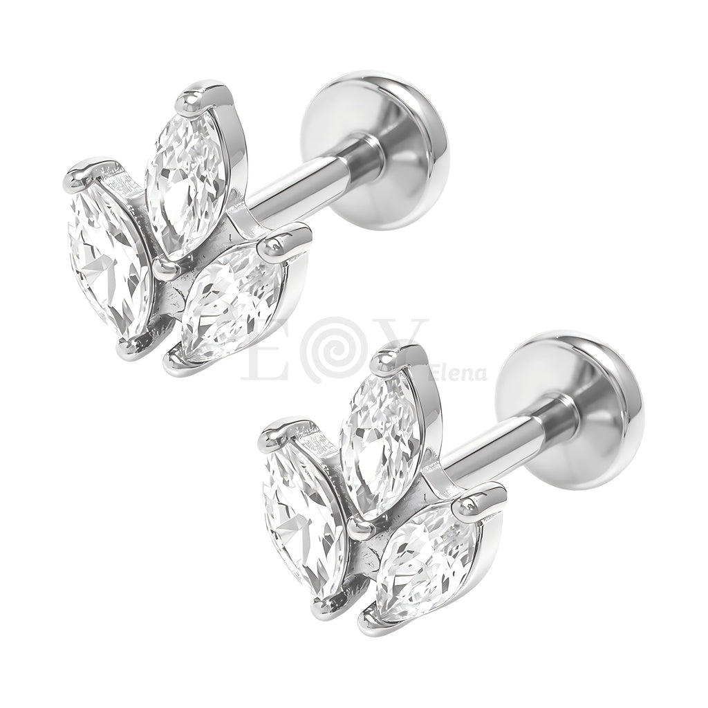 Pendientes titanio triple hoja