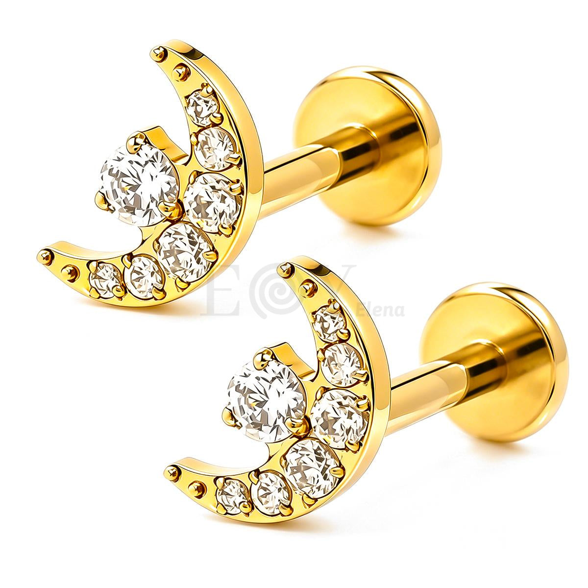 Pendientes titanio luna