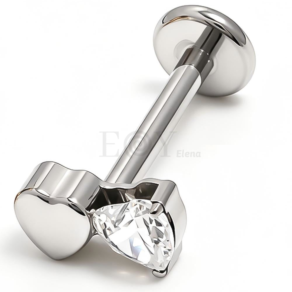 Pendientes titanio doble corazón