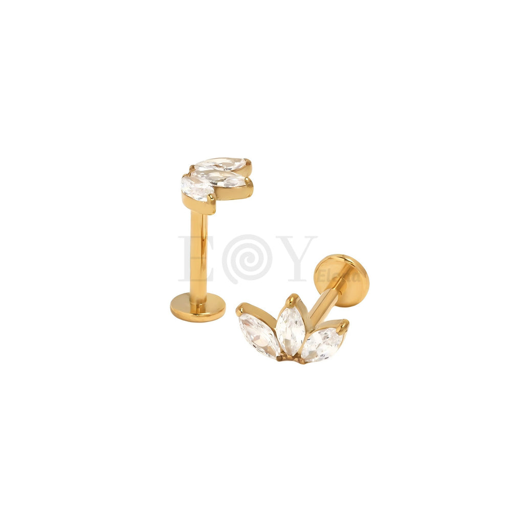 Pendientes titanio fila hojas